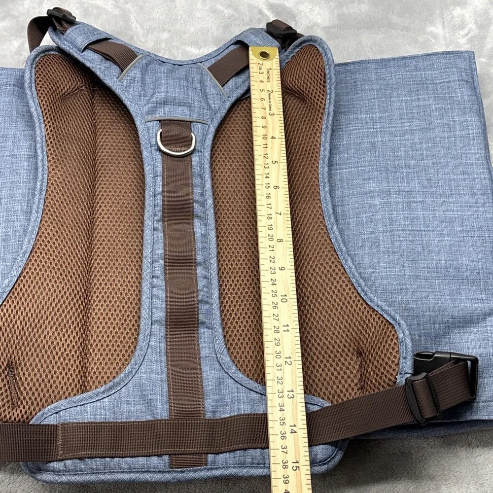 Large Dog Harness Backpack with Storage Pockets | Adjustable | Blue & Brown